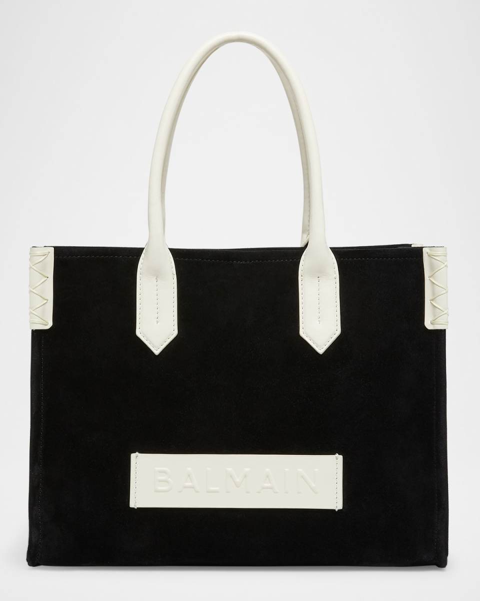 B-Army Leather-Trim Tote Bag in Suede